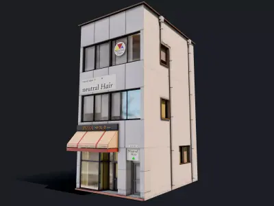 Japanese Pizza Shop Low-poly 3D model