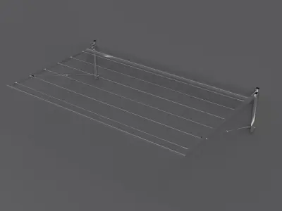Wall-mounted clothes line Low-poly 3D model