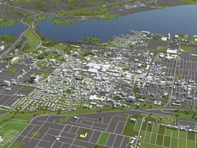 Hamilton Canada 50x50km 3D City Map 3D model