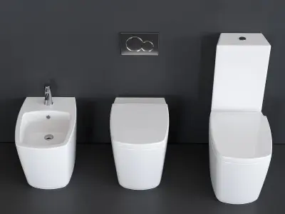 GALASSIA WC SA02 bidet and toilet art 8960 art 8961 art 8962 Low-poly 3D model