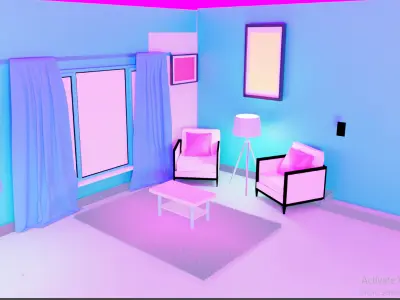 Interior Sofa lamp window 3D model