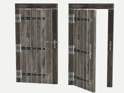 Door Old Wooden  Low-poly 3D model