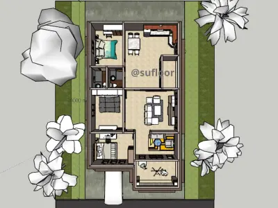 House 10x20m code 400 - Sketchup 3D model