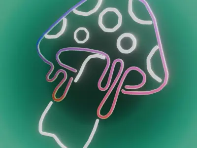 Neon Shroom Sign Low-poly 3D model