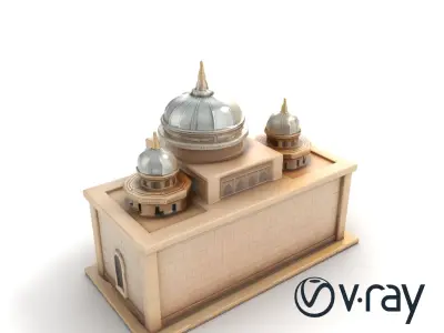 Grand Mosque Architecture Stone Surface Model Pack Low-poly 3D model