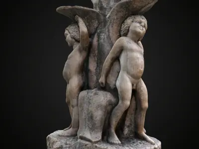 Water fountain sculpture Low-poly 3D model