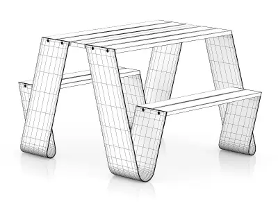 Metal Table-Bench 3D model