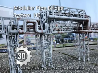 Modular Pipe Bridge System  H0 3D print model