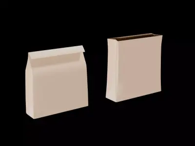 Paper Bag Mockup Folded Open Variants 3D model