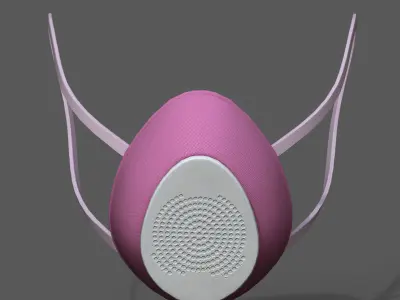 Gas mask respirator pink  Low-poly 3D model