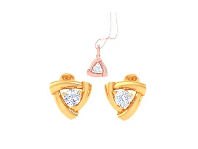 Solitaire Super Light Weight Earring Pendant Set 3D print model