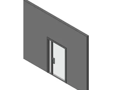 Glass Door Metal Frame Exterior Interior Furniture 3D model