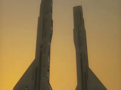 Futuristic Sci-Fi Skyscraper 04 Low-poly 3D model