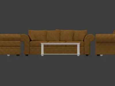 Sofa and tables furniture set multiple sizes architectural Low-poly 3D model