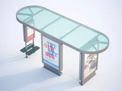 Roofed bus stop 3D model