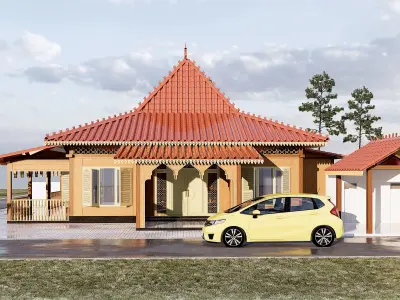 Unique Wooden Traditional Room Prayer Mushola Mosque 3D model