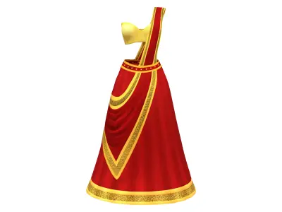 Floor Length Saree Dress Low-poly 3D model