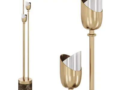 savoye three light brass floor by luxdeco 3D model