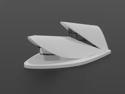 Parametric design futuristic building Low-poly 3D model