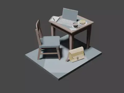 study desk Free low-poly 3D model