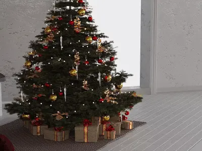 New Years interior Low-poly 3D model