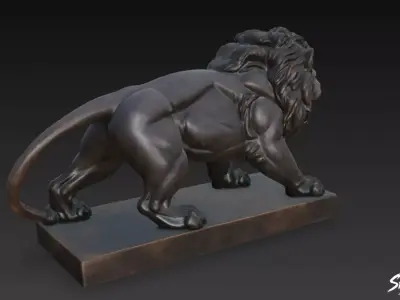 Lion Statue V39 Low-poly 3D model