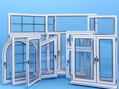 Windows collection wooden window 3D model