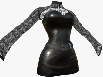 Gothic Dress Low-poly 3D model