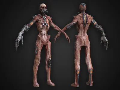 Cyber Zombie Low-poly 3D model