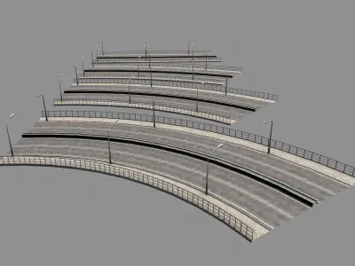 Modular highway PBR Low-poly 3D model