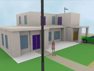 Architectural House Low-poly 3D model