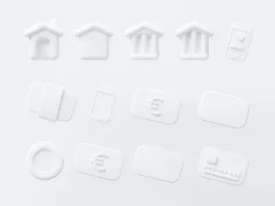 Bank Finance Money Themed 3D Model Set Customisable 3d Icons Low-poly 3D model