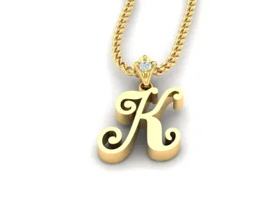 Light Gold Fancy Font Pendant K 3D print model