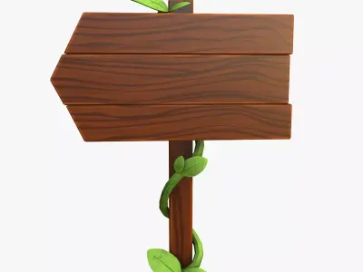 Cartoon Wooden Sign Low-poly 3D model