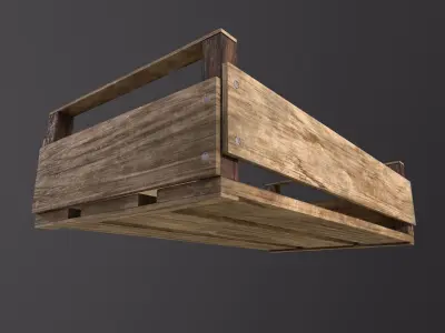 Wooden Crate Game Ready ideal for street market Free low-poly 3D model
