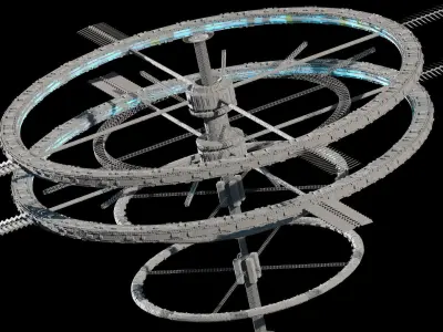 Sci Fi Space Station PBR Futuristic Ship City 3D model