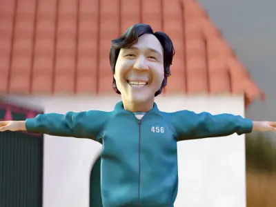 Squid Game - Red Light Green Light Doll Map with Characters Low-poly 3D model