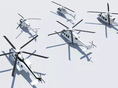 Multi-Mission Helicopter Pack 5 Static Low Poly  Scenery Ready