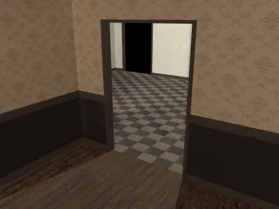 Old Building with Bar and Hotel Low-poly 3D model