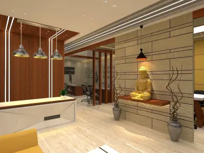 office conference room with walls and chairs 3D model