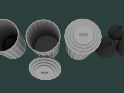 Garbage Cans And Bags Low-poly 3D model
