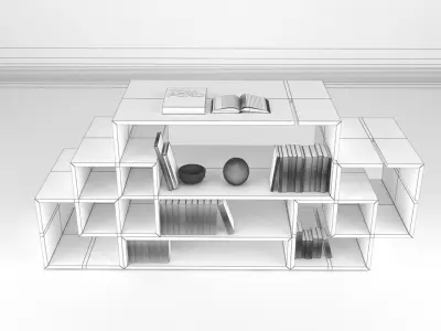 Dresser 4 bookcase with bookshelves 3D model