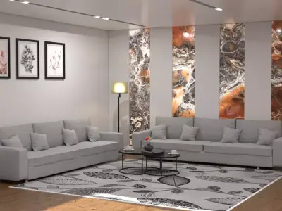 Living Room furnitures Low-poly 3D model