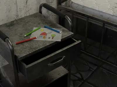 Haunted Hospital Ward Room Low-poly 3D model