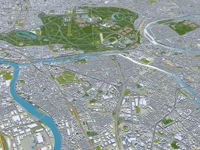 Val De Marne Greater Paris Low-poly 3D model