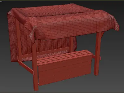 Market Stall Cotton Low-poly 3D model