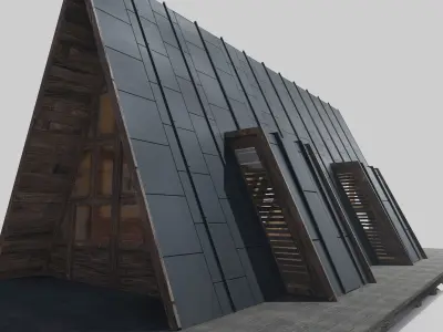 Triangular Wooden Modern House Low-poly 3D model