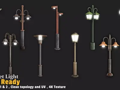Street Light Game Ready Low-poly 3D model