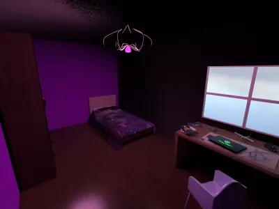 Teen Girl Bedroom Low-poly 3D model