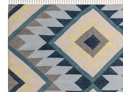 Hand Woven Kilim Zalan Blue By Benuta 3D model